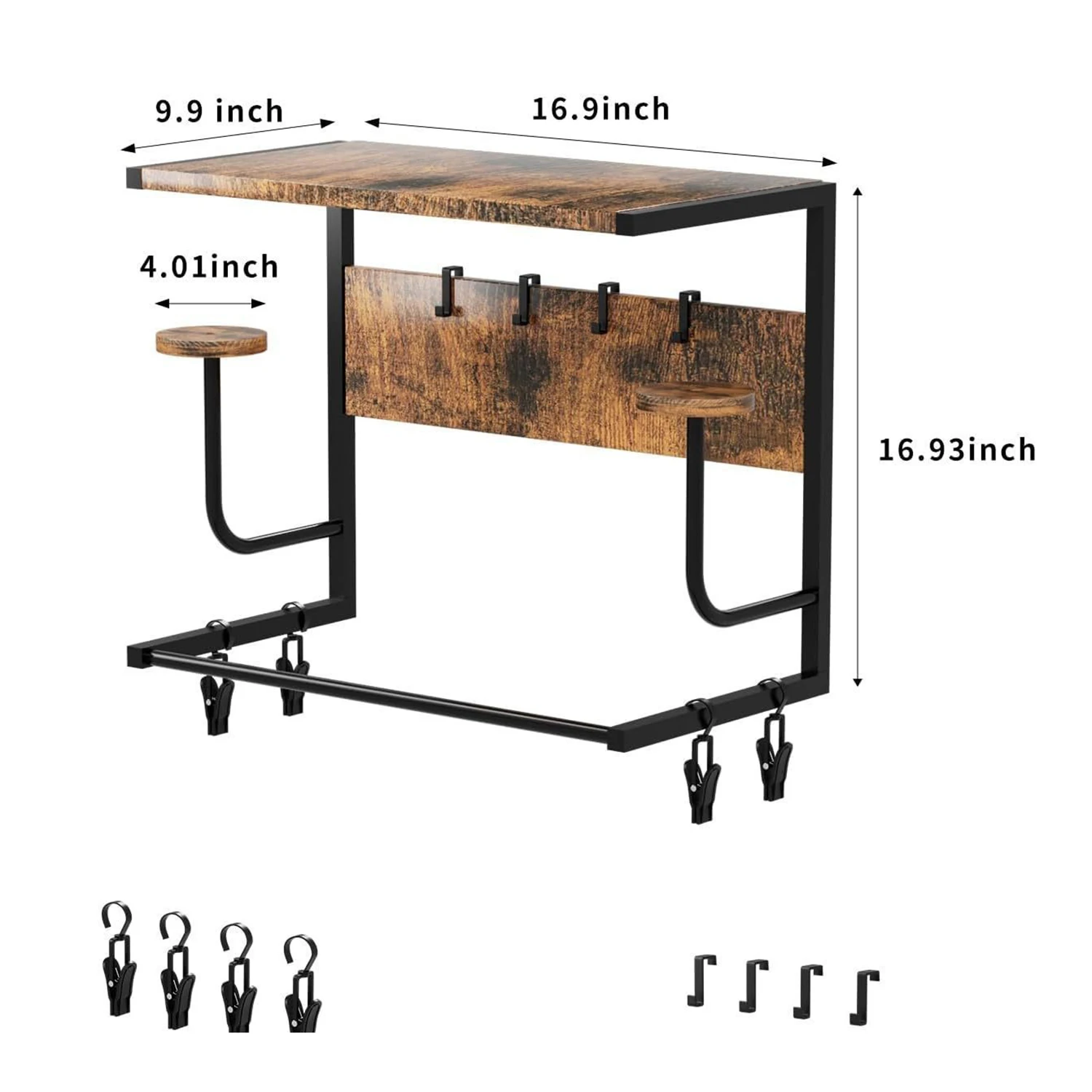 Wandmontage motorjas- en helmhouder, tactische uitrustingsorganizer en haak, metalen frame opslag voor rijuitrusting en outdoor-apparatuur