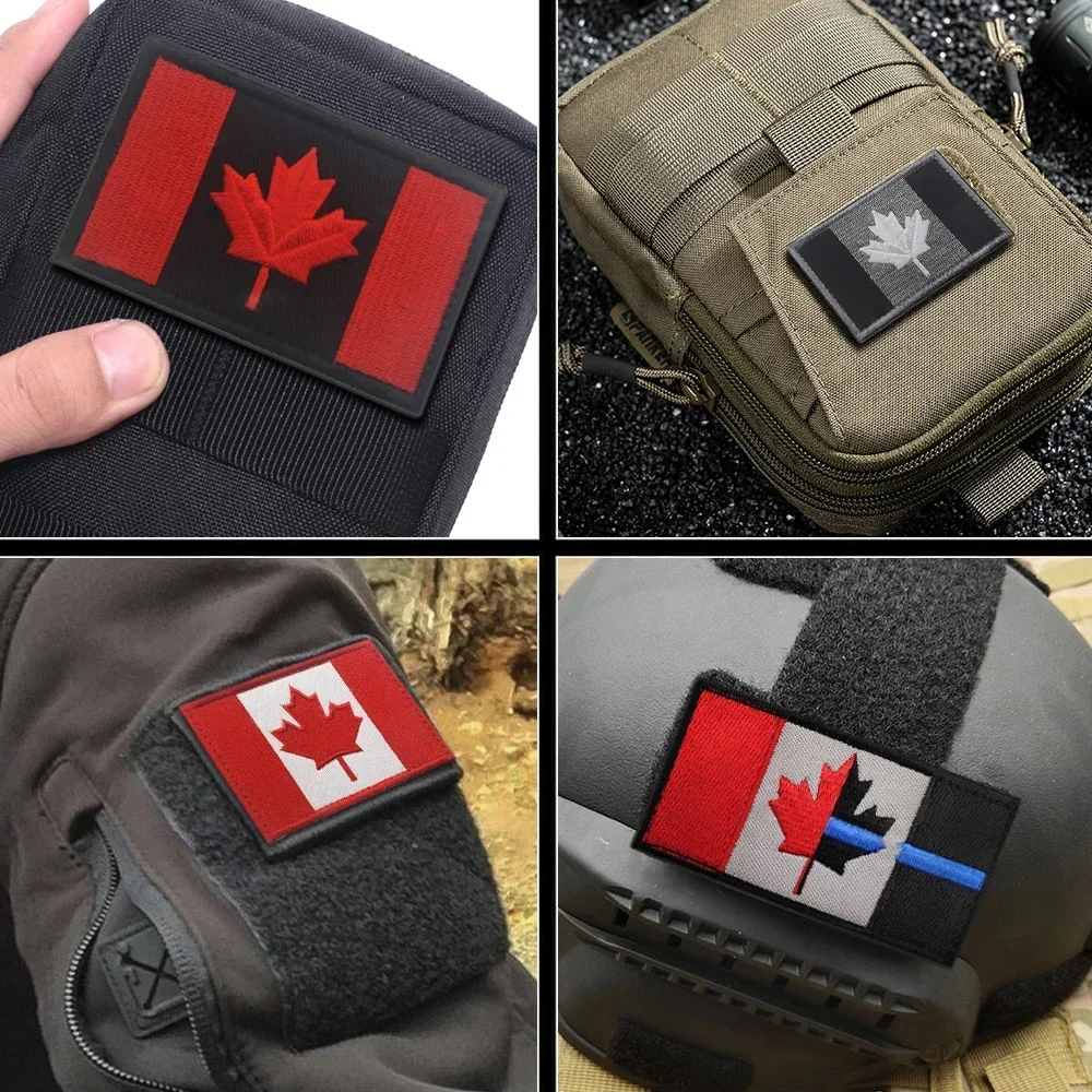 Canada Flag Embroidered Patch Maple Leaf Canadian Flags Military Patches Tactical Emblem Hook & Loop 3D Clothing Backpacks Badge