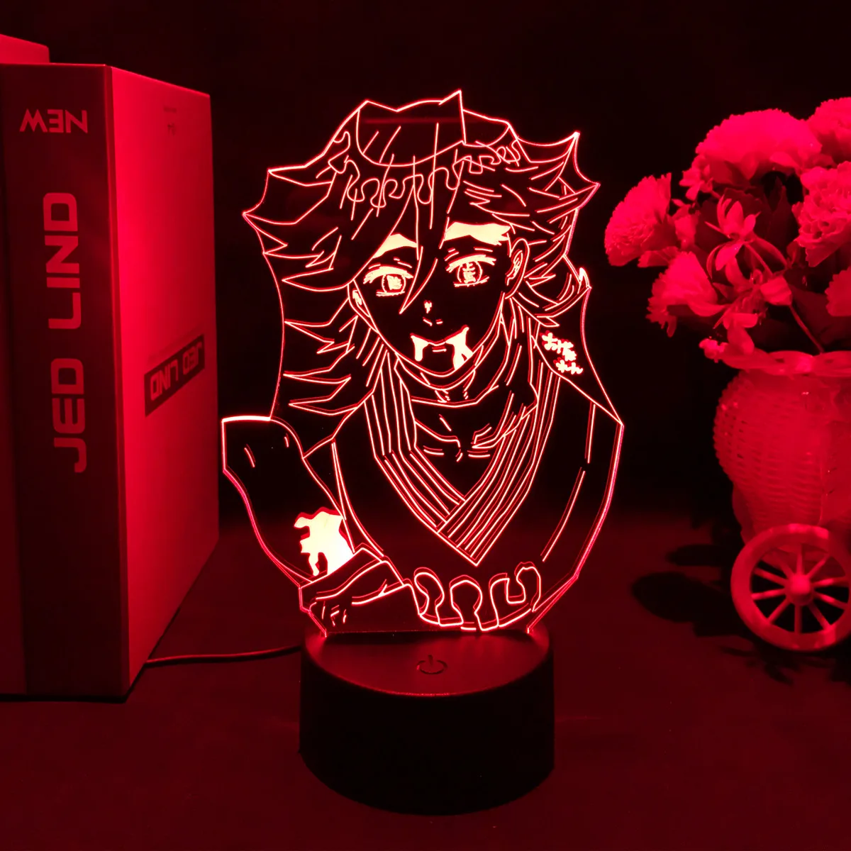 Anime Demon Slayer Glowing  Acrylic Stand Upper Moons Figure for Kimetsu No Yaiba Bedroom Decor Child Kids Birthday Gift