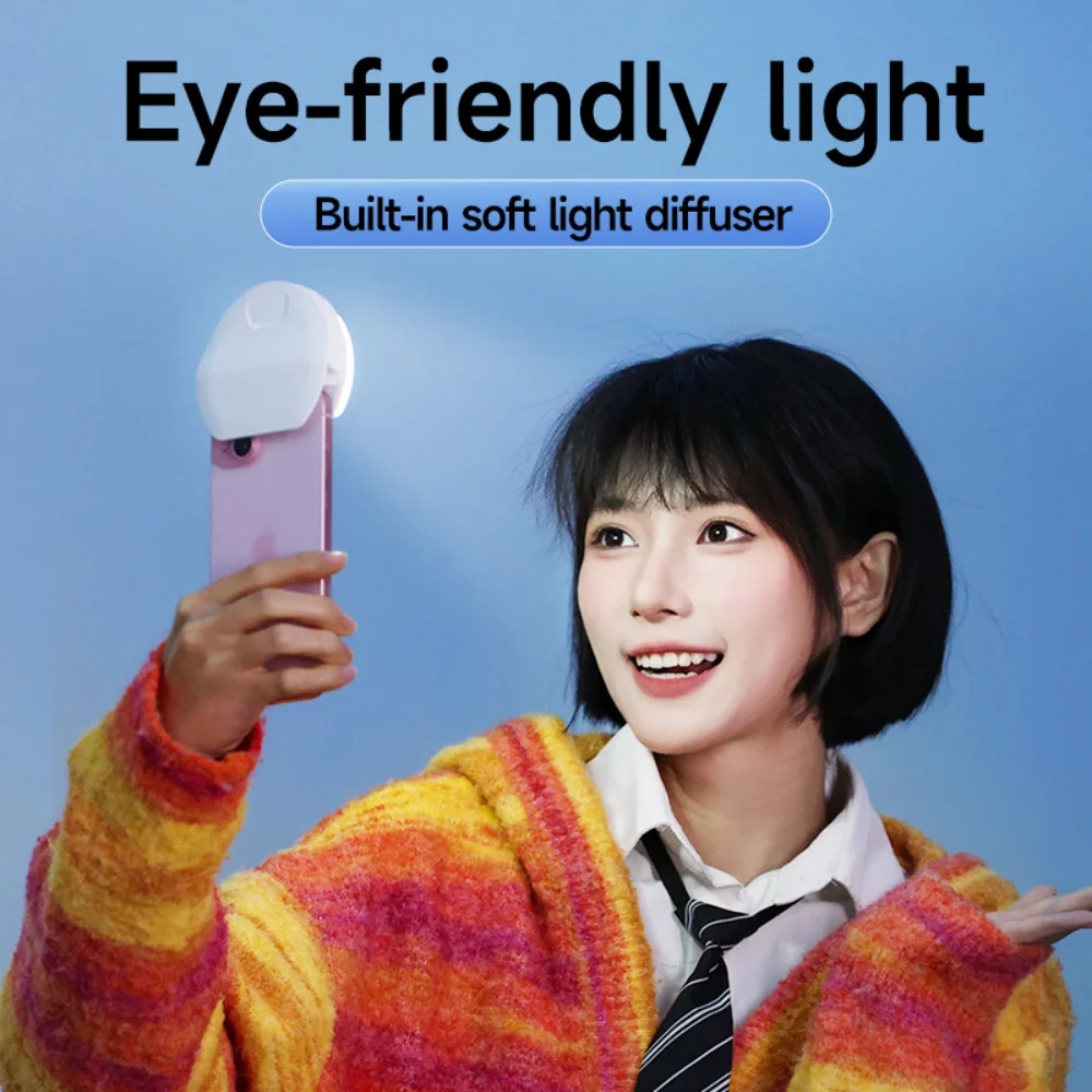 Universal D7 Portable Macaron Color Cell Phone Light Photo and Video Splicing Mini Ring Light, laptop Selfie Light with Clip