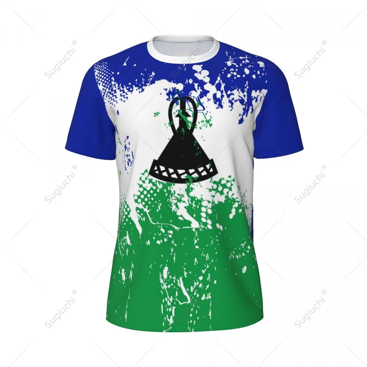 Exclusive design Lesotho Flag Grain 3D Printed Men For Running Bike Soccer Tennis Fitness Sports tshirt Mesh Fans Short T-shirt