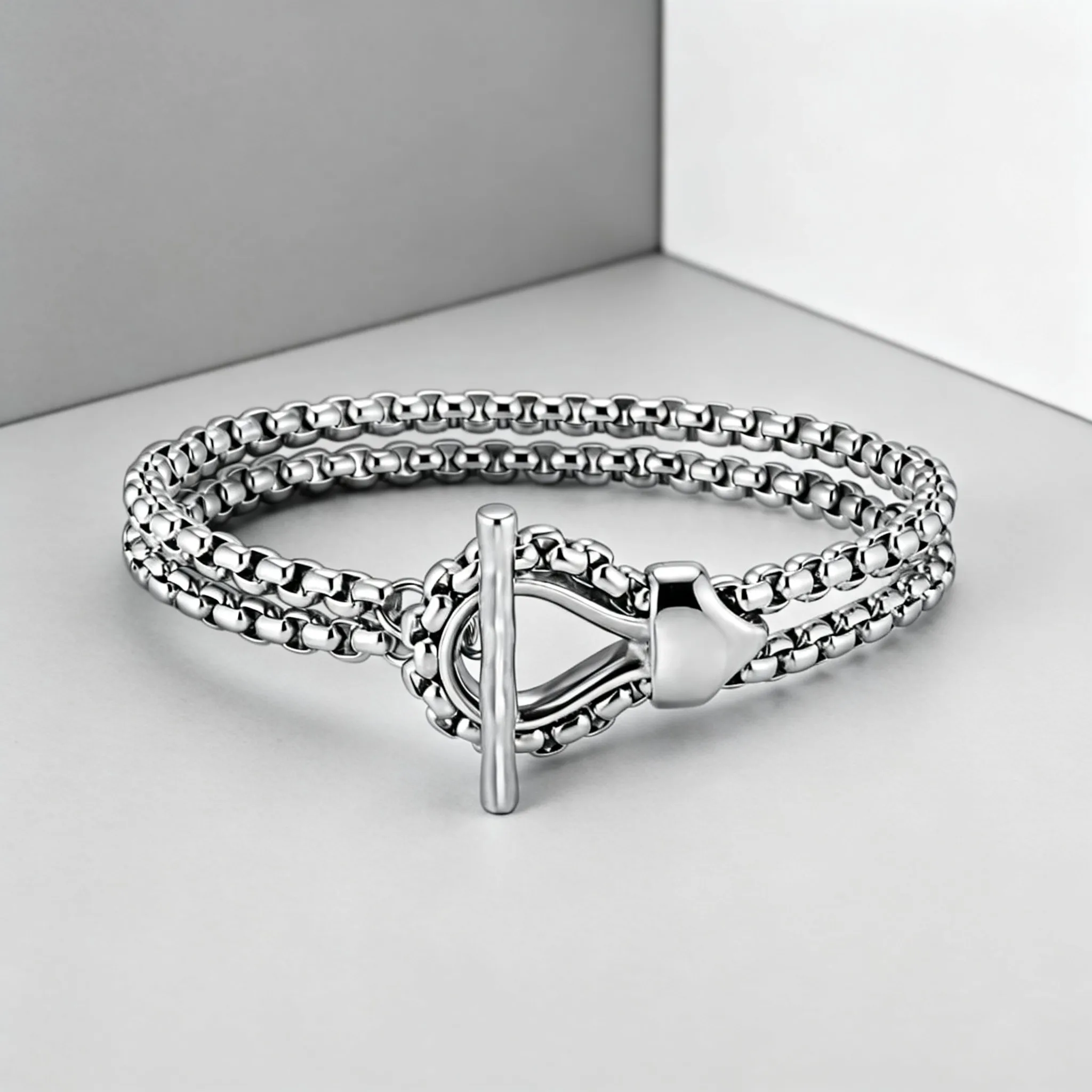 Punk Cuban Chain Bracelet For Women Men, Stainless Steel Silver Color Snake Head OT Buckle Link, Hip Hop Jewelry Gift - view 5