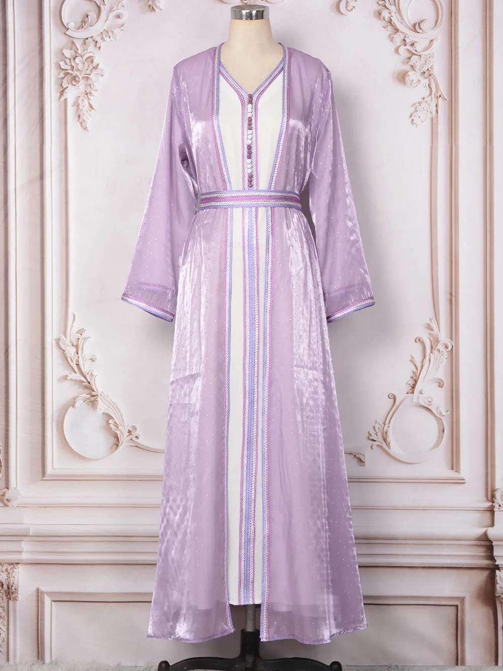 ใหม่อาหรับดูไบ Eid Mubarak Ethin เสื้อผ้าปักเสื้อสเวตเตอร์ถัก 2 ชิ้นชุดแฟชั่นเลดี้ผู้หญิงยาวมุสลิมตุรกีชุด