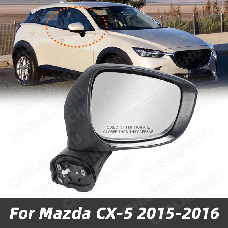 

1Pc Right Side For Mazda CX-5 2015 2016 US Version 6-Pin Rearview Mirror Assembly With Heat White Paintable Turn Lamp MA1321208