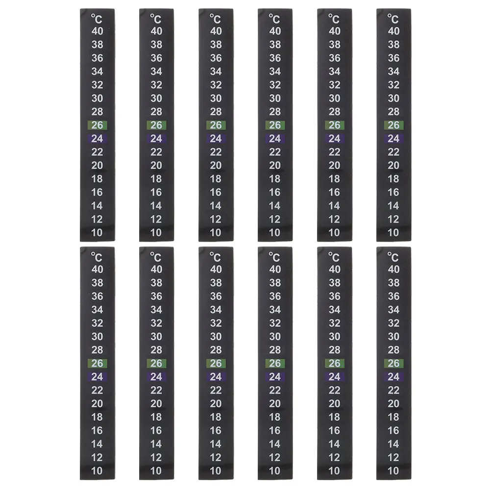 

12pcs Fish Tank Thermometer Stickers 10℃-40℃ Digital Liquid Crystal Aquarium Temperature Strips for HomeAquariums Pet Supplies