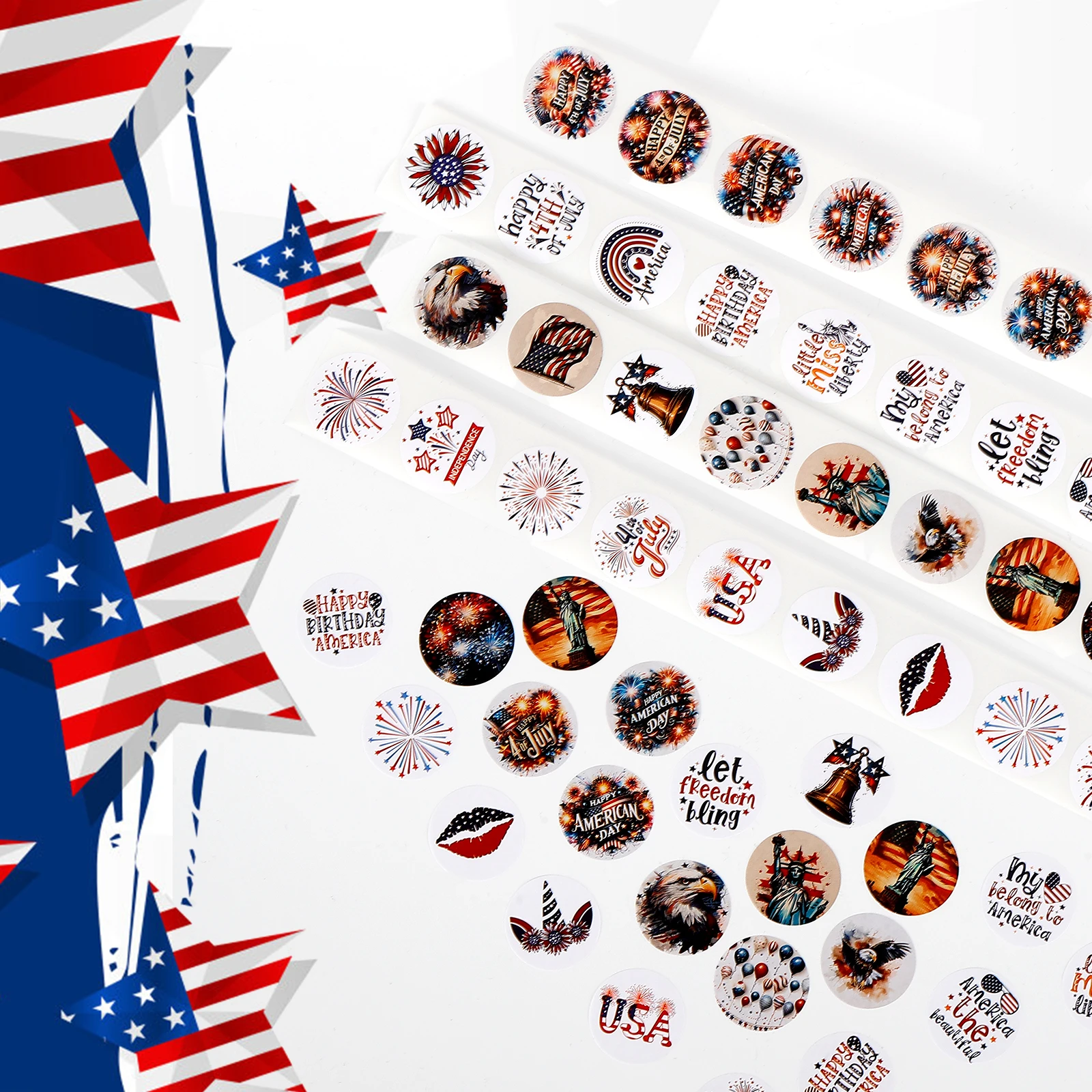 

500pcs Independence Day Stickers - Patriotic Themed, for Scrapbooking, DIY Crafts, and Party Decor and Gift Wrapping