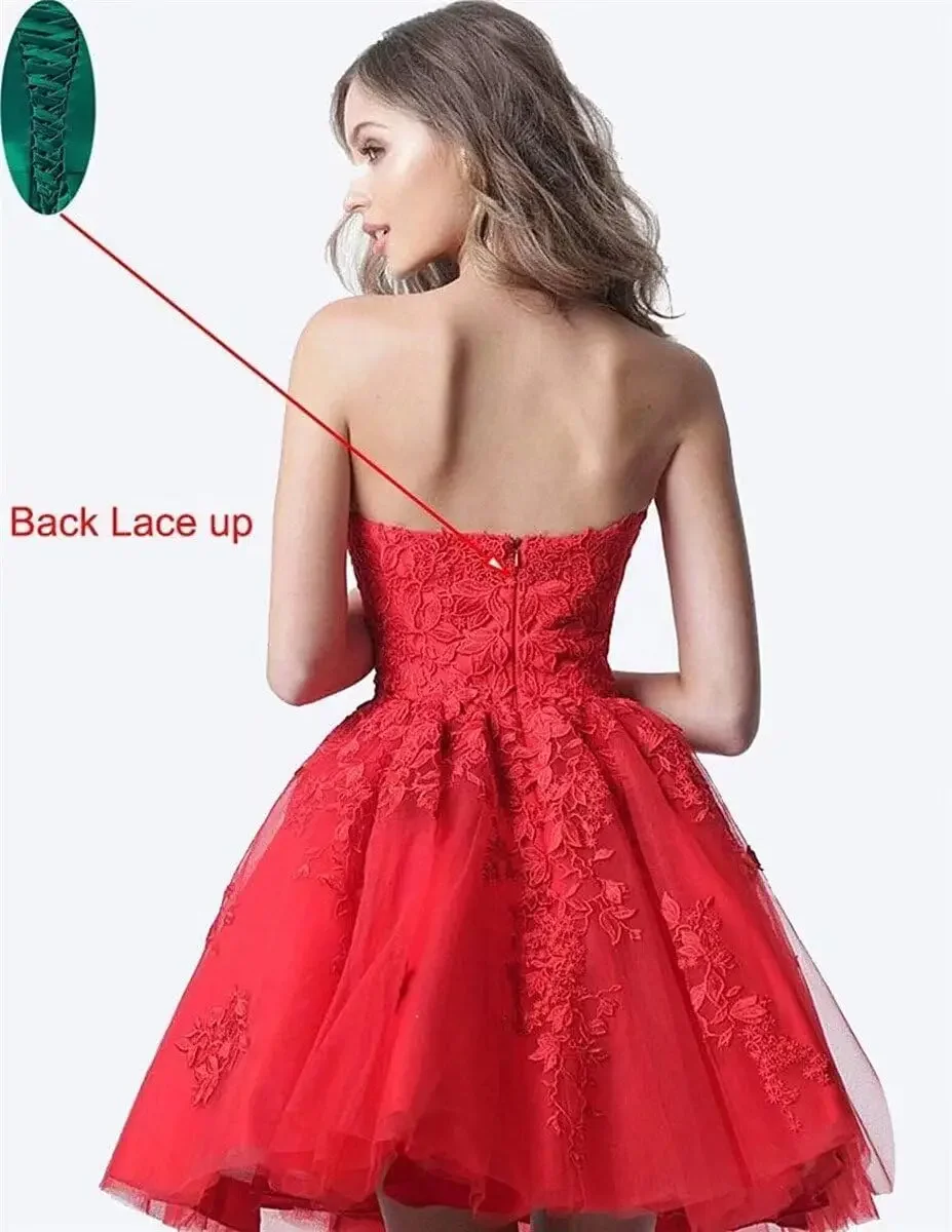 Custom Lace Homecoming Dresses Short A Line Strapless Formal Cocktail Party Gowns graduation dress  prom dresses  mini dress