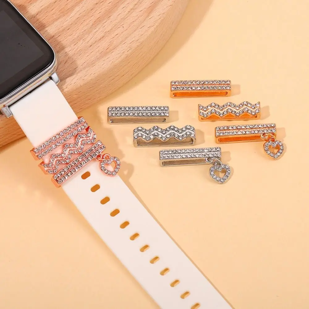 New Classic Water Ripples Watch Decor Ring For Apple Watch Fashion Metal Diamond Decor Ring For iwatch Silicone Strap Accessory