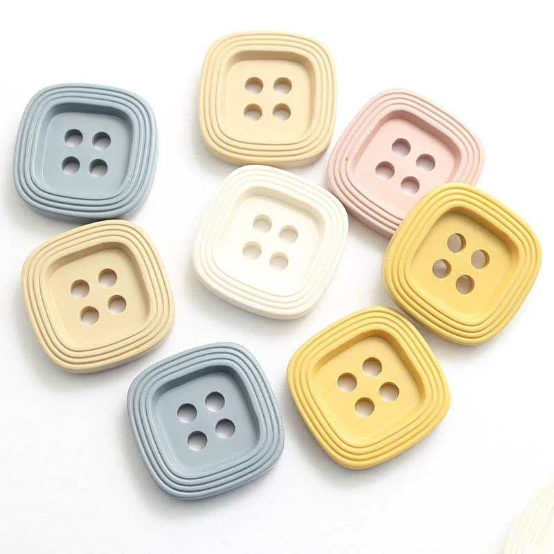 20PCS Square 4-Holes Resin Buttons Four Eye Paint Coat Windbreaker Button Color Spot Women\'s Buttons Accessories 18-30mm