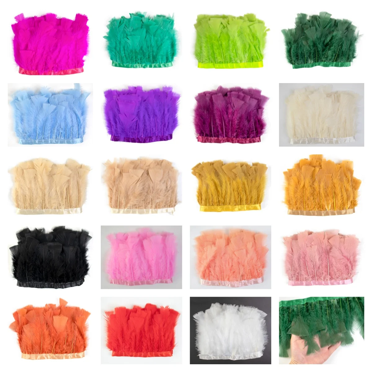 

Multicolored Turkey Feather Trim Ribbon 10-15CM Pheasant Feathers Trims Fringes Carnival Party Decorative Accessories 1M Plumes