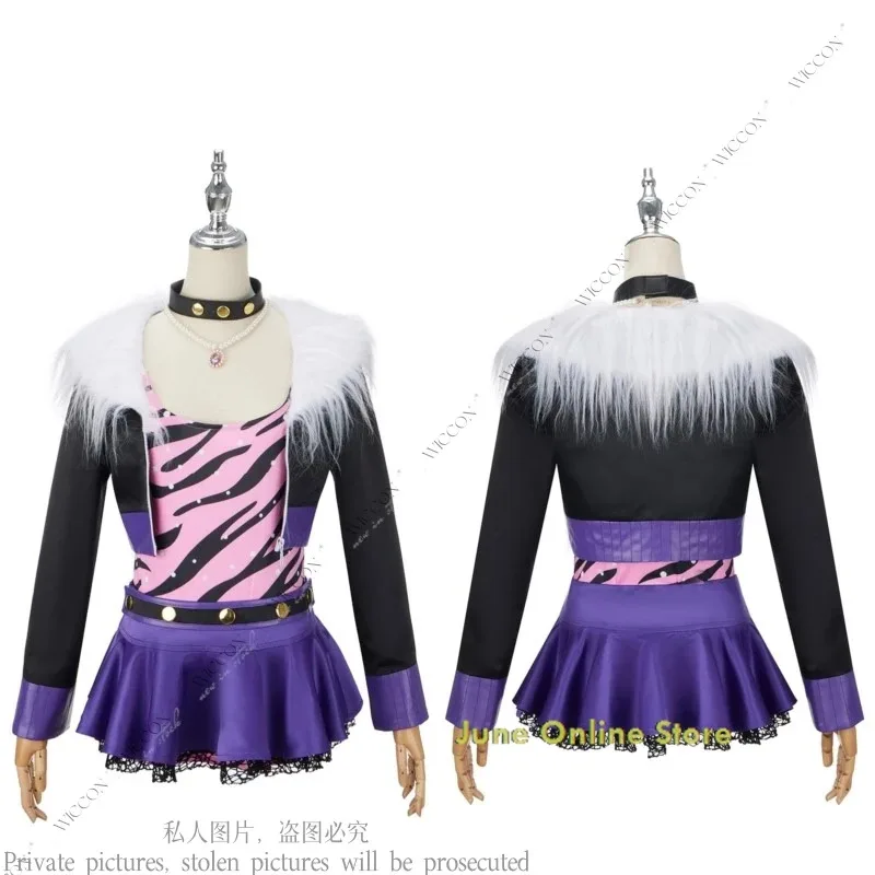 DY20Clawdeen Anime disfraz de monstruo lobo Cos disfraz peluca mujer pequeño diablo lindo Cosplay disfraces de Halloween traje Clawdeen Wolf