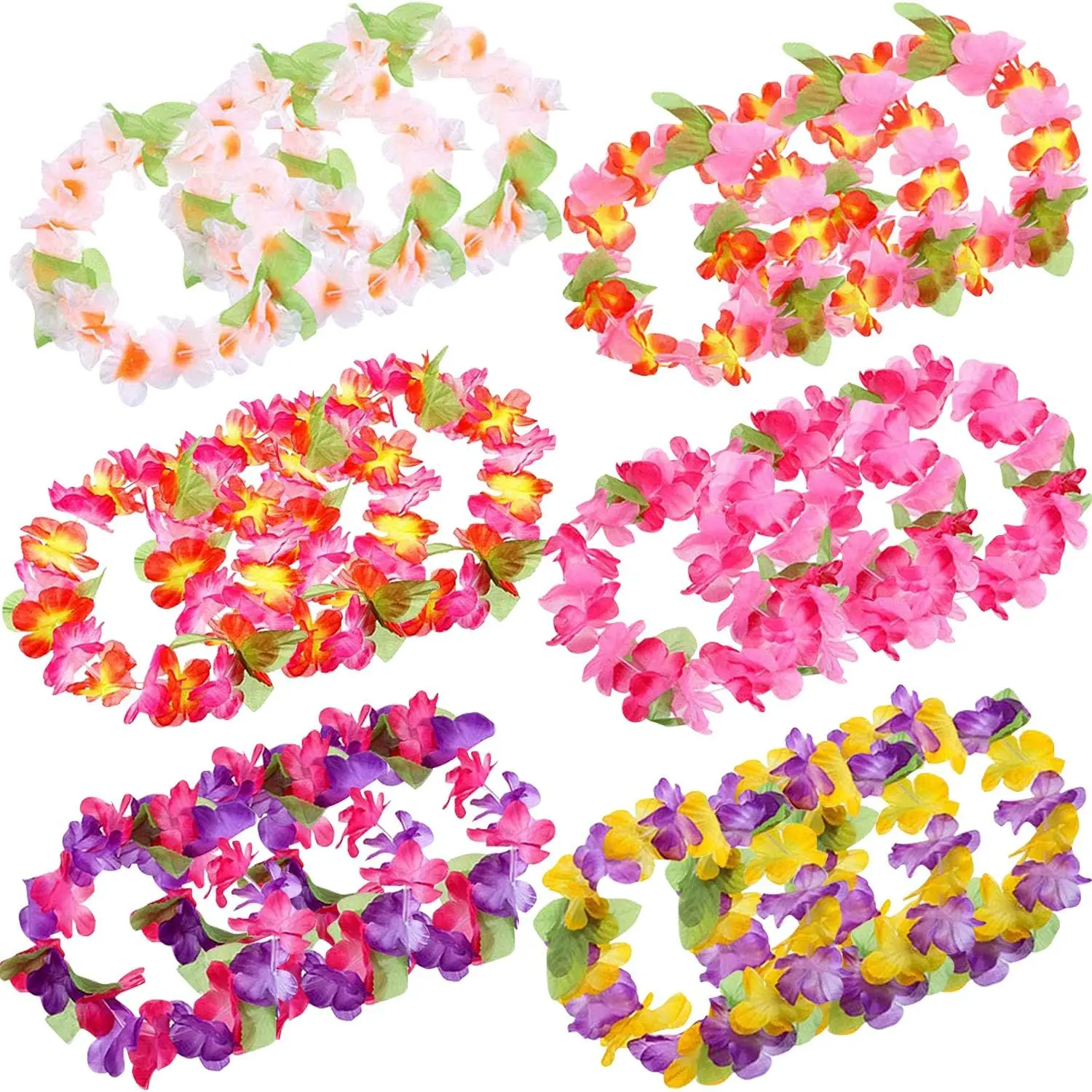 

30 Pcs Flower Crown Headbands for Women Hawaiian Leis Bulk Party Decorations Tropical Luau Summer Beach Pool Supplies
