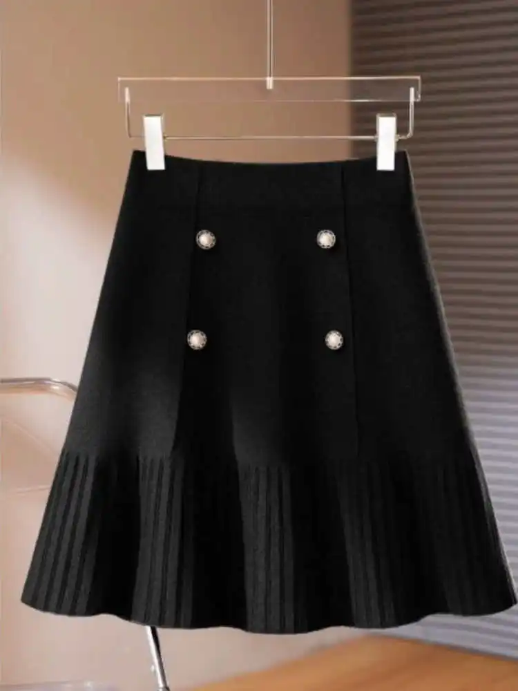 

Трикотажная юбка А-силуэта больших размеров с высокой талией: повседневная, теплая, комфортная, дышащая, модная зимняя одежда для женщин