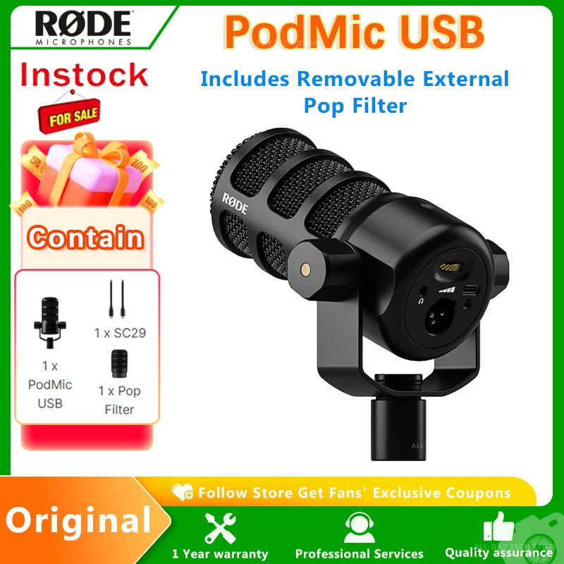 RODE PodMic USB and XLR Dynamic Broadcast Microphone