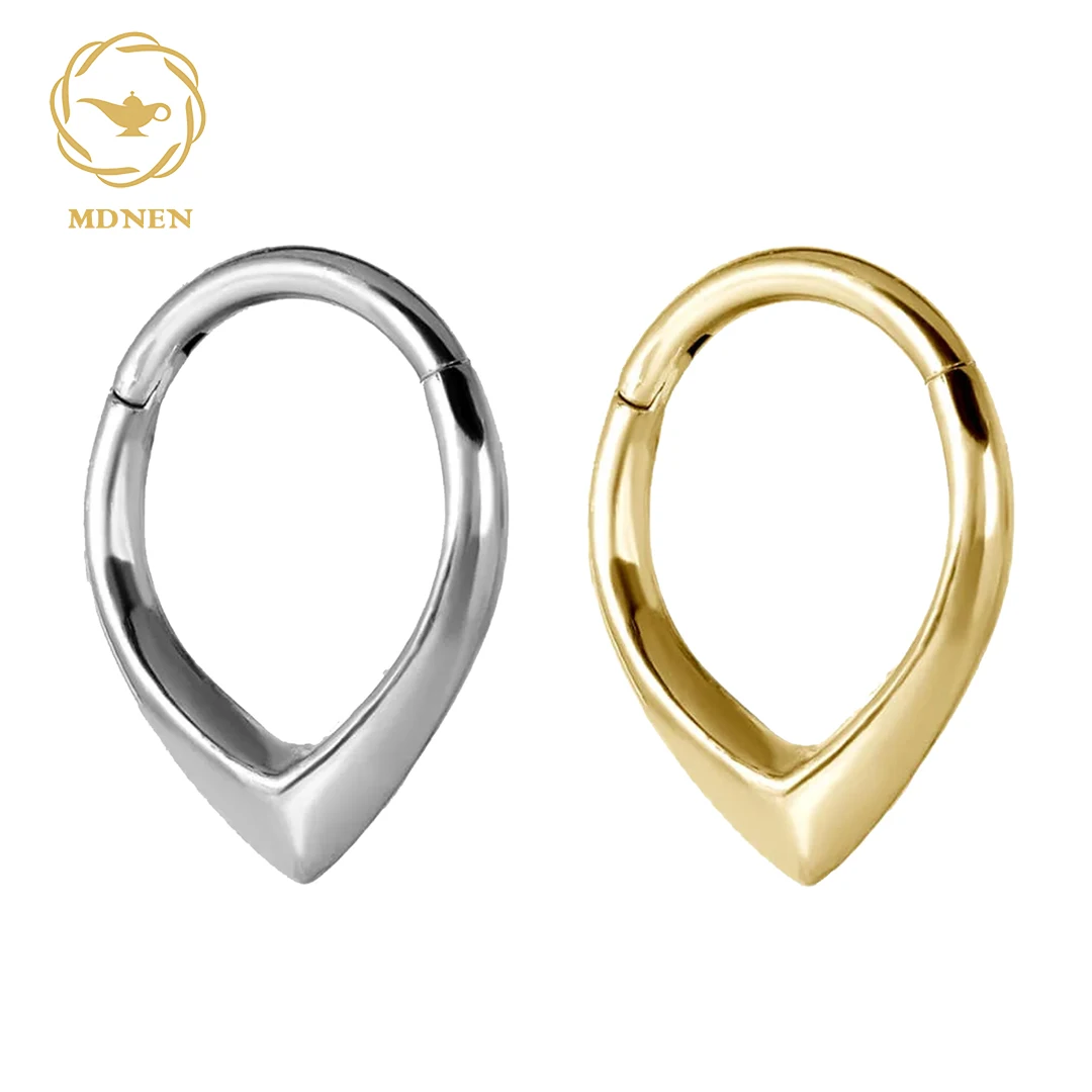 MDNEN ASTM F136 Titanium Hinged Segment Ring  Solid Geometry Hinged Segment Rings 16G Septum Clicker Body Jewelry Nose Rings