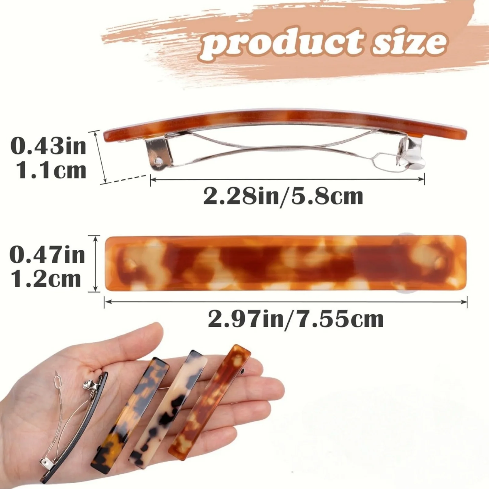 1PC Acetate French Spring Clip, Simple Top Clip, Steel Clip, Elegant Hair Accessory, Metal Hair Clip Casual EVA