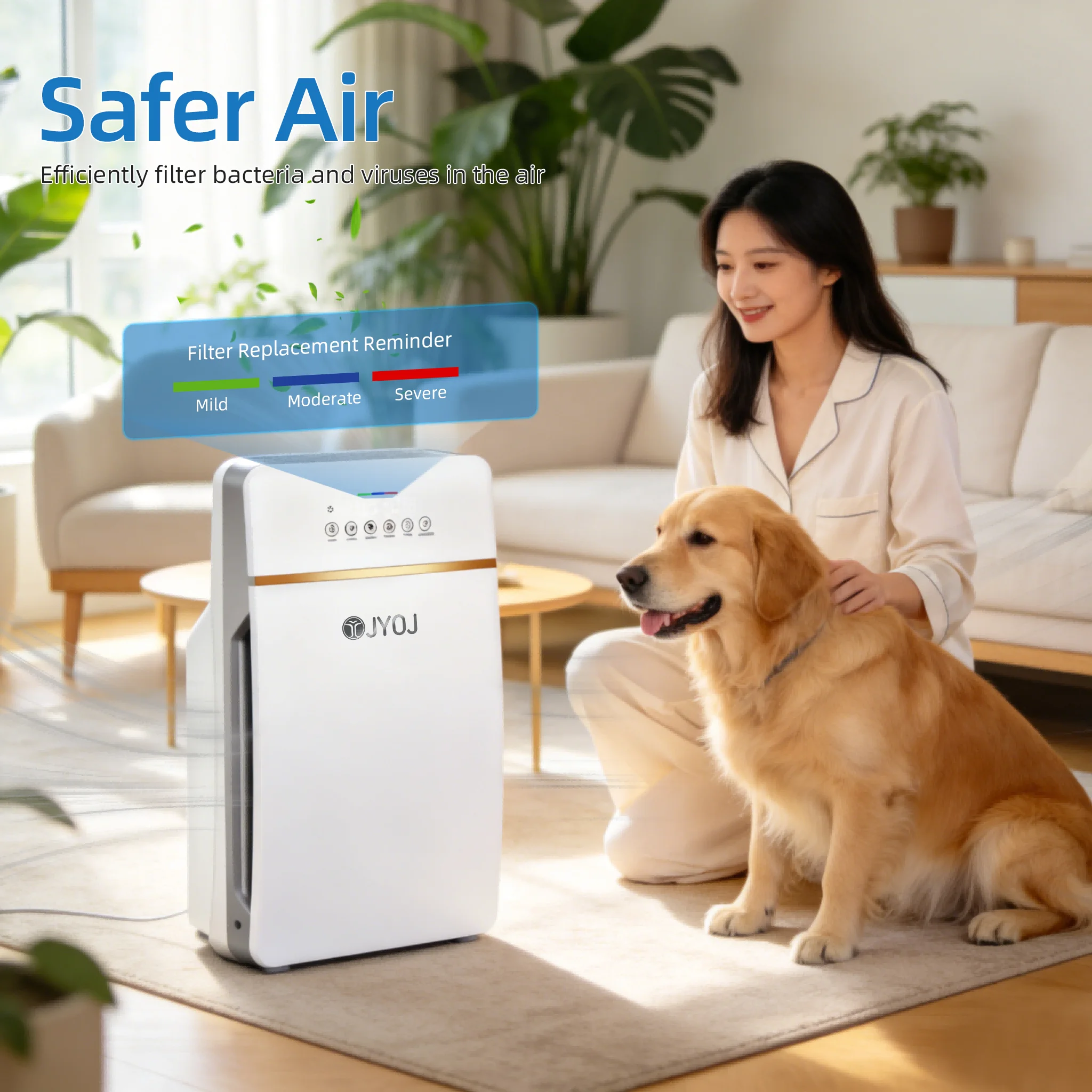 Medical Grade Smart Portable Air Purifier With 360 Degree Filtration, HEPA And Activated Carbon Filter, For Big Room.Hospital