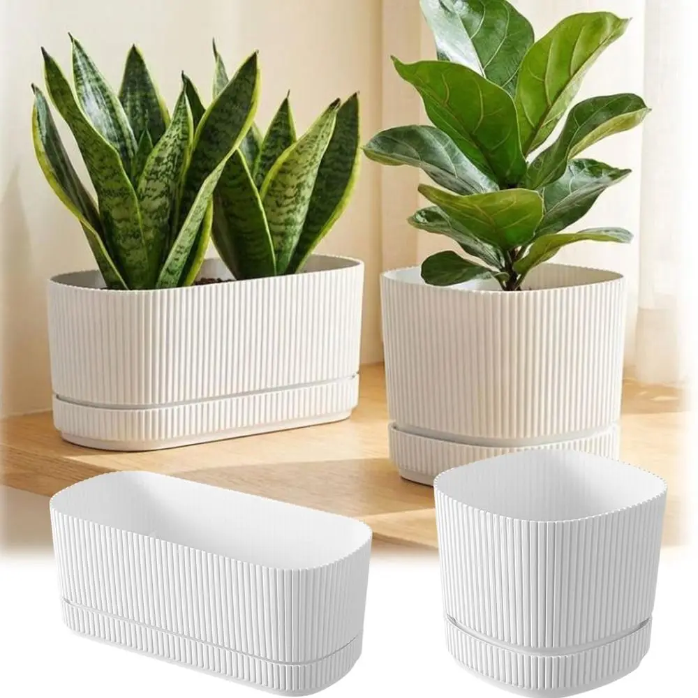 Plastic Self Watering Flower Pot Drainage Hole Thickened Lazy Plant Pot Double Layer Self Watering Self Watering Planter Desktop