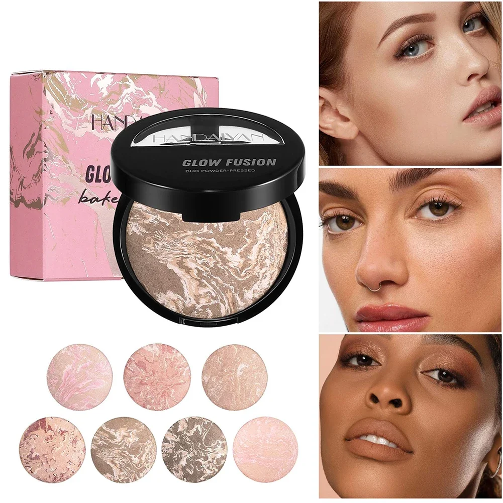 Finish Setting Powder Lasting Oil-control Marble Brightening Face Powder Compact Foundation Makeup