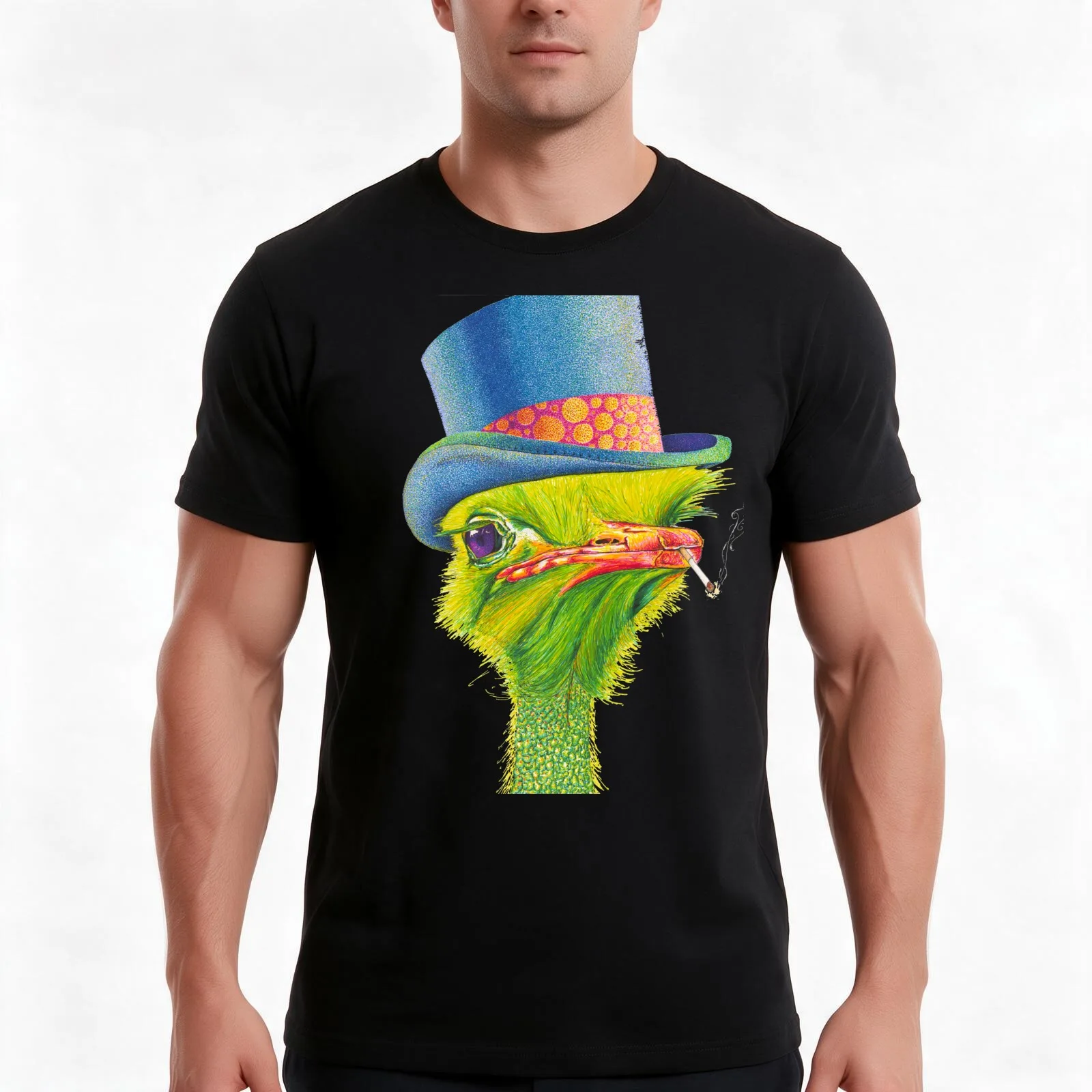Reginald the Ostrich T-Shirt Summer Casual Cotton Tee Oversized Streetwear Tops Vintage Graphic Print Loose Fit Short Sleeve