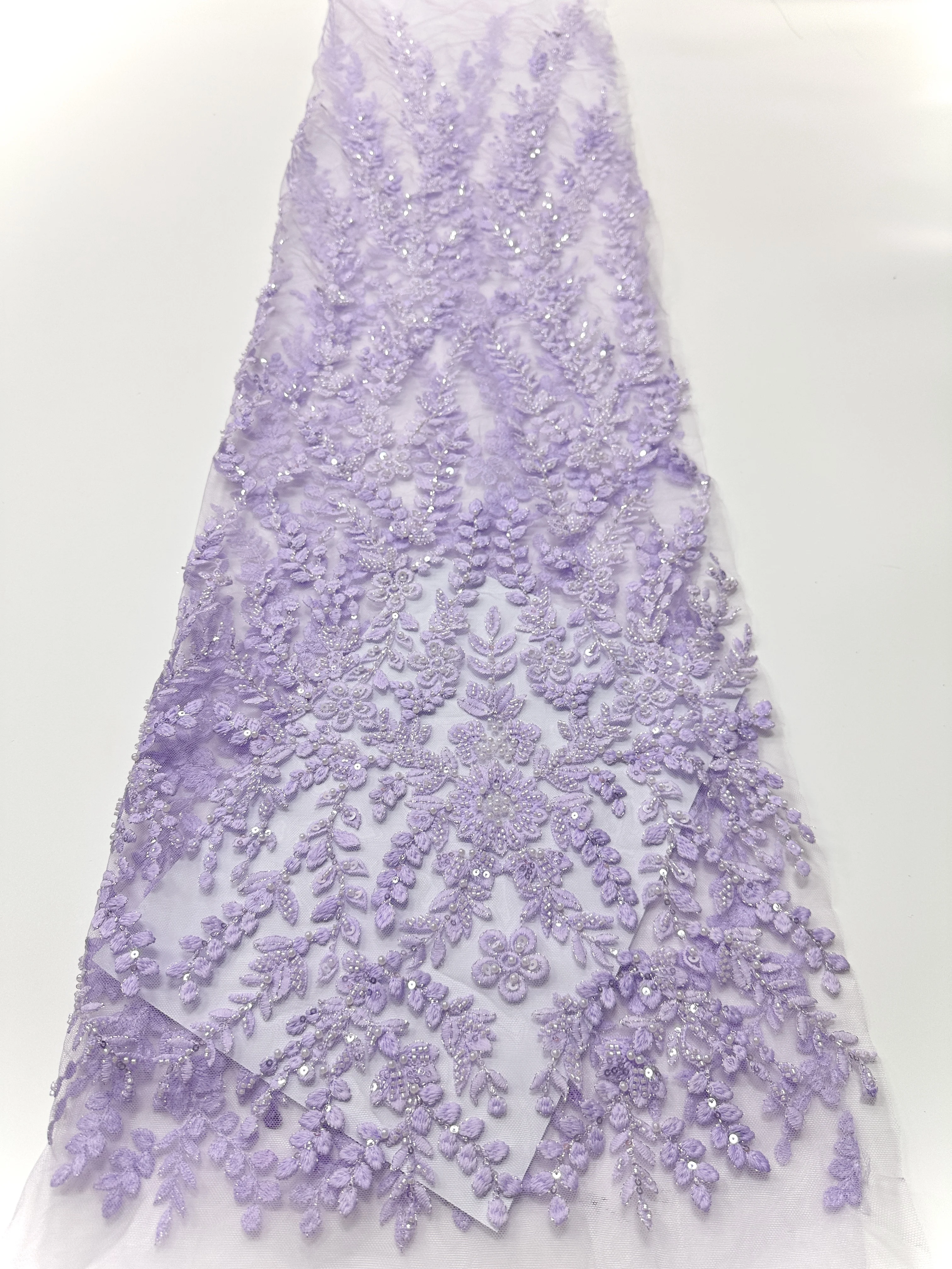 

Luxury African Sequins Beaded Lace Fabric 2026 High Quality French Nigerian Tulle Beaded Lace Fabric for Party Dresses