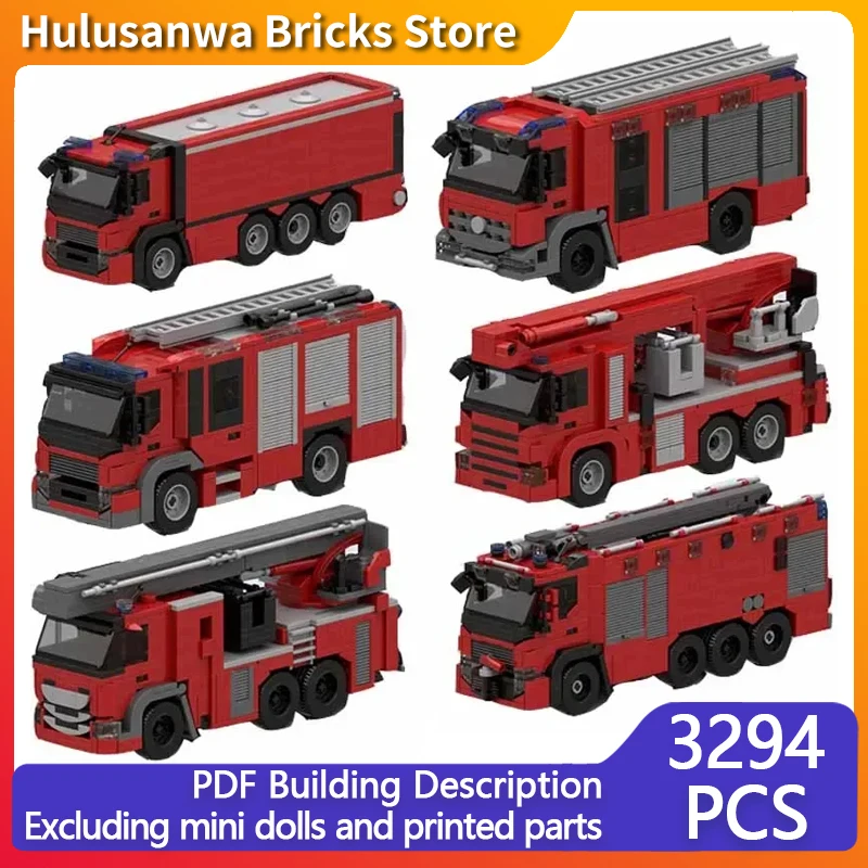 City Car MOC Building Bricks Complete List Of Types Of Fire Trucks Modular Technology Gifts Holiday Assemble Children Toys Suit