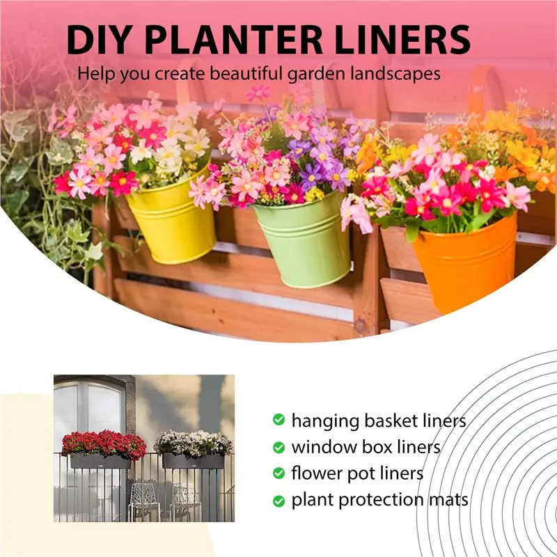 ABZC-Fabric Planter Liner Roll Non Woven Plant Felt Liner Roll Black Liners Roll Alternative Coconut Liner