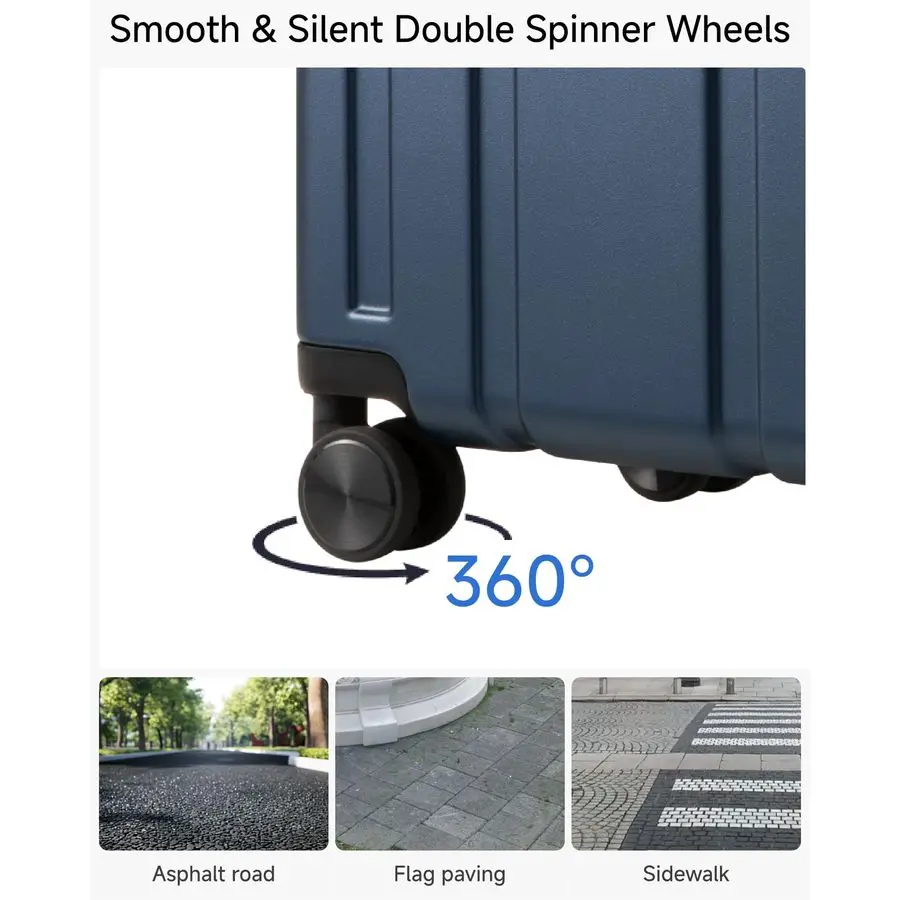 On Luggage 22x14x9 Airline Approved, 100 PC Hard Shell Travel Suitcase with Smooth Spinner Wheels TSA Lock, 20 Inch, Black