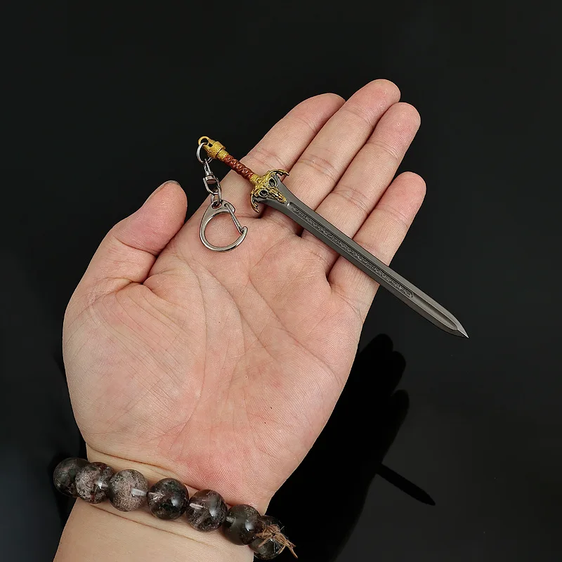 9cm/3.5in conan os bárbaros anime arma periférica modelo a espada do rei brinquedo de metal ornamentos coleção chaveiro presente
