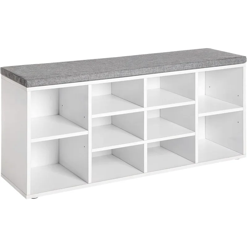 

PayLessHere Shoe Bench Storage Bench Entryway Bench Shoe Storage Organizer, 11.8 x 40.9 x 20.7 Inches, with Cushion and 10 Adjus
