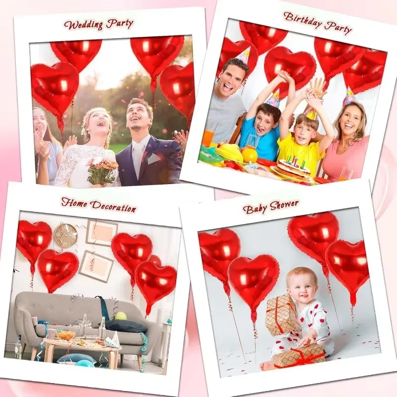 18 بوصة الأحمر الحب احباط بالونات على شكل قلب معدن الهيليوم Globos الألومنيوم فيلم بالون عيد ميلاد الزفاف عيد الحب الطرف الديكور #5