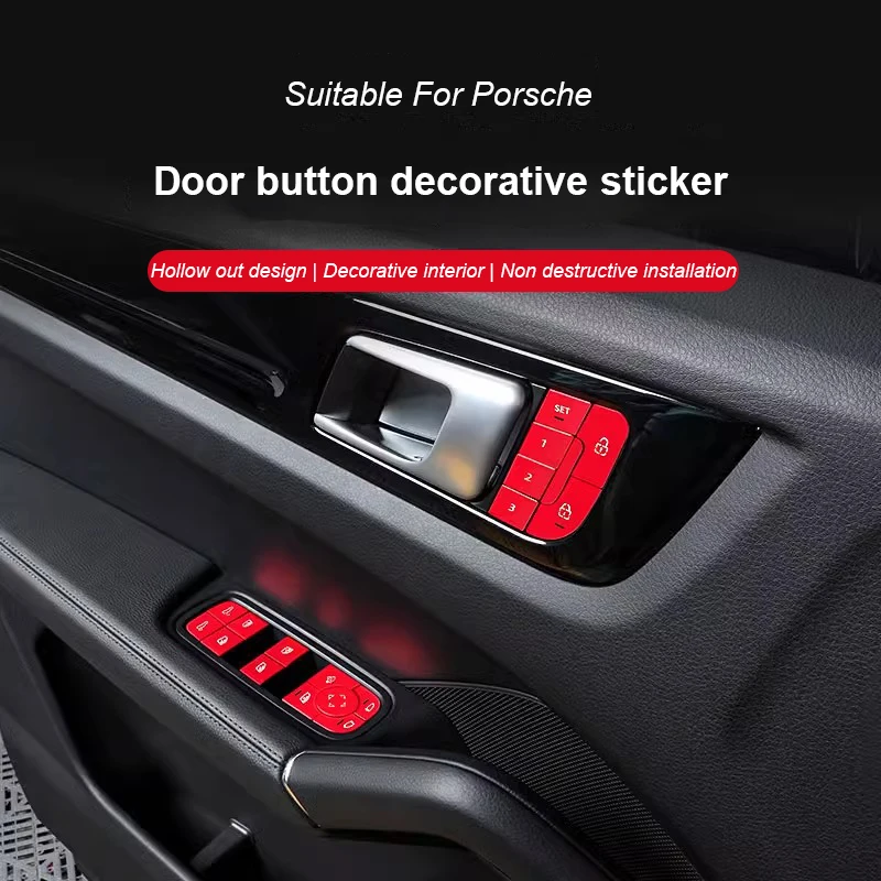 

For Porsche Cayenne Paramera 2018 Macan Car Door Lock And Window Up Button Decorative Sticker Interior Modification Accessories