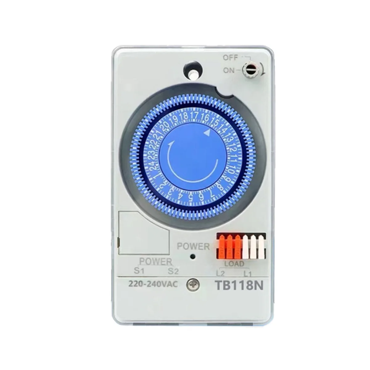 100-240VAC 50-60Hz TB118N Din Rail Mechanical Timer Switch Waterproof with Transparent Plastic Protective Cover Battery