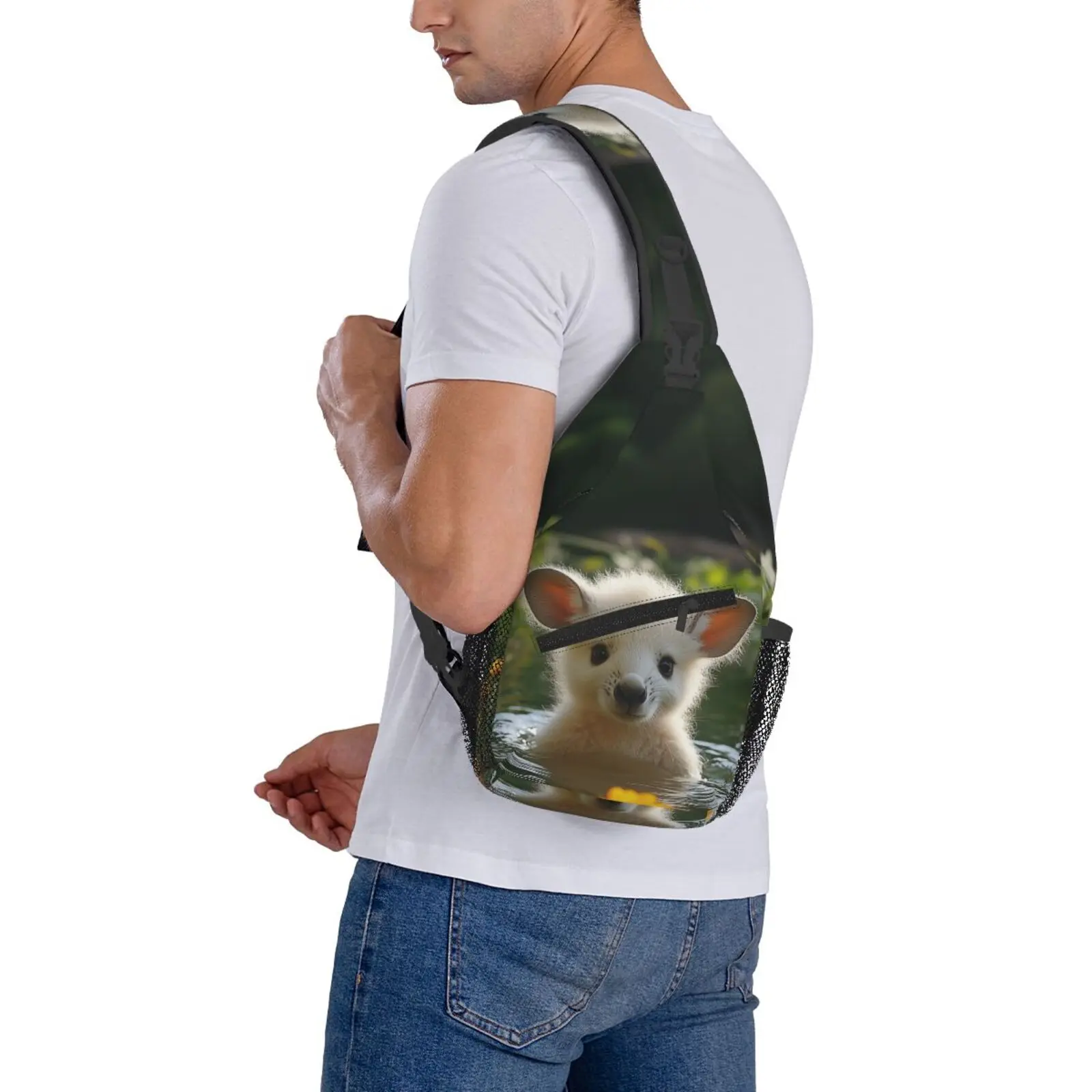 Dog Printing Men Crossbody Bag Large Capacity Chest Bag,Travel Hiking Sports Running,Personalized Gifts for Birthday Hand Bags