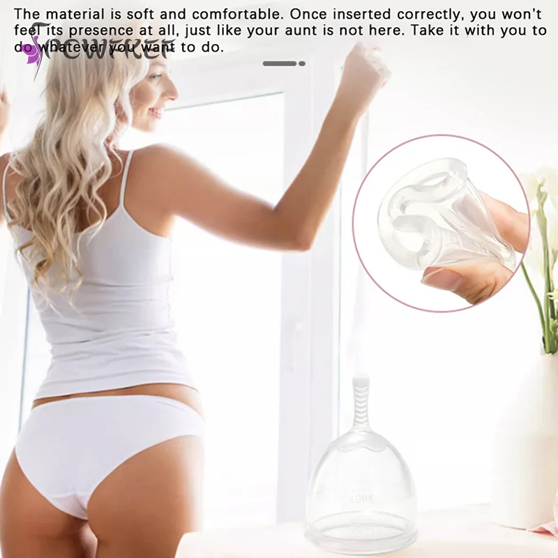 20/30ml Transparent Silicone Menstrual Cup Medical Silicone Menstrual Cup Woman Menstruation Care Vaginal Menstrual Collector