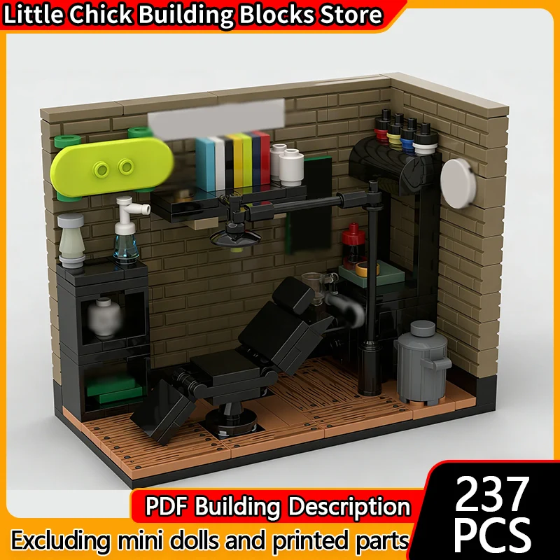 

City Street View Model MOC Building Bricks City Tattoo Shop Modular Technology Children Holiday Gifts Assemble Toys Suit