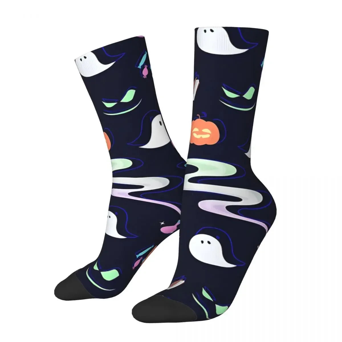 Cute Halloween Pattern, Mystical And Magical Potion Theme Pattern Neon Men's Socks Vintage Harajuku Street Style  Crew Sock