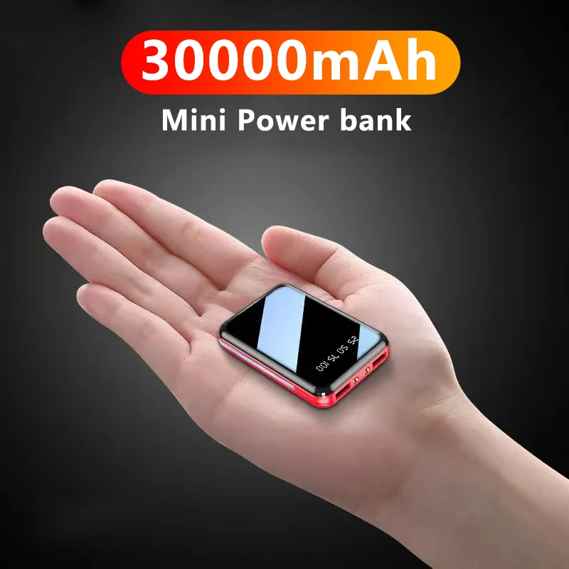 30000mAh Mini Powerbank ekran lustrzany cyfrowy wyświetlacz LED zewnętrzny zestaw akumulatorów camping przenośny Powerbank darmowa wysyłka