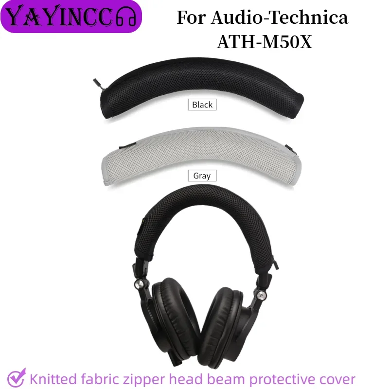 

Advanced feeling Quality Headphone HeadBeam Cover for ATH-M50X earphone Zipper knitted fabric headband protective ，