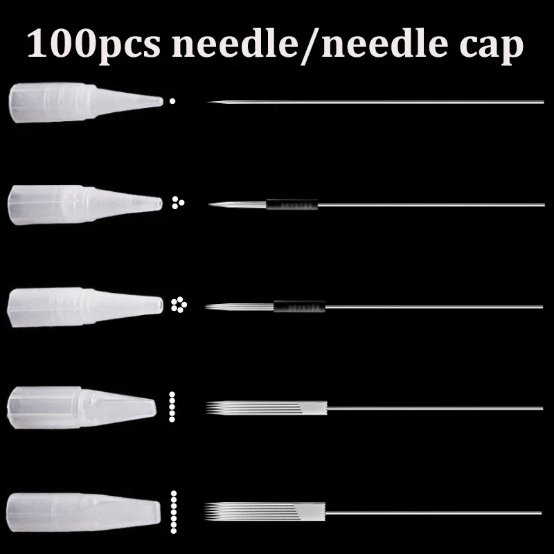 

1RL/3RL/5RL/5F/7F 0.35X50mm Disposable Permanent Makeup Needles Tattoo Needles Caps for Eyebrow Tattoo Makeup Tool 100pcs/lot