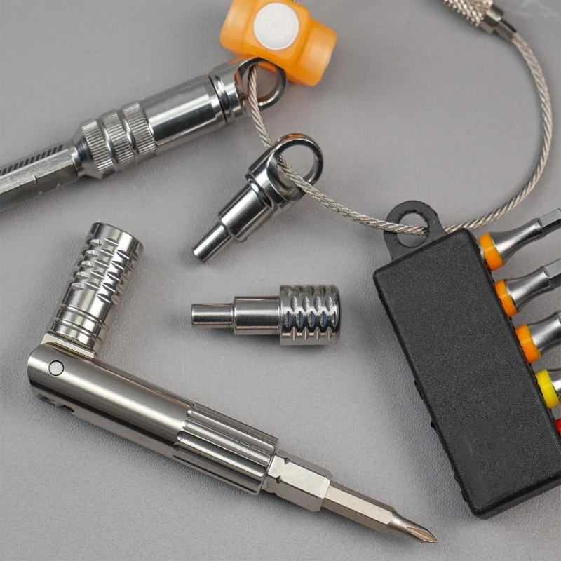 2Pcs Keychains Connection for 1/4Inch and 4Mm Drill Bit Stainless Steel Keyrings Attachment M4YD