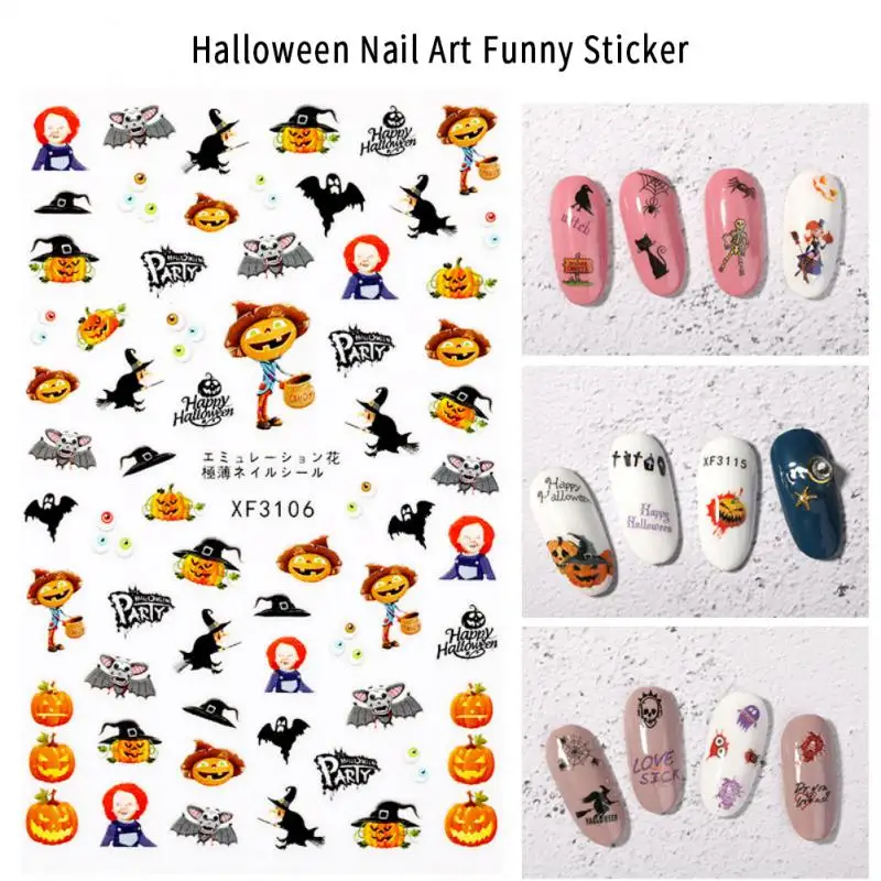 Anime Opvallende Spooky Duurzame 3D-nagelstickers Nageldesign 3D-stickers Hoogwaardige schedel Creatieve modieuze sticker Uniek