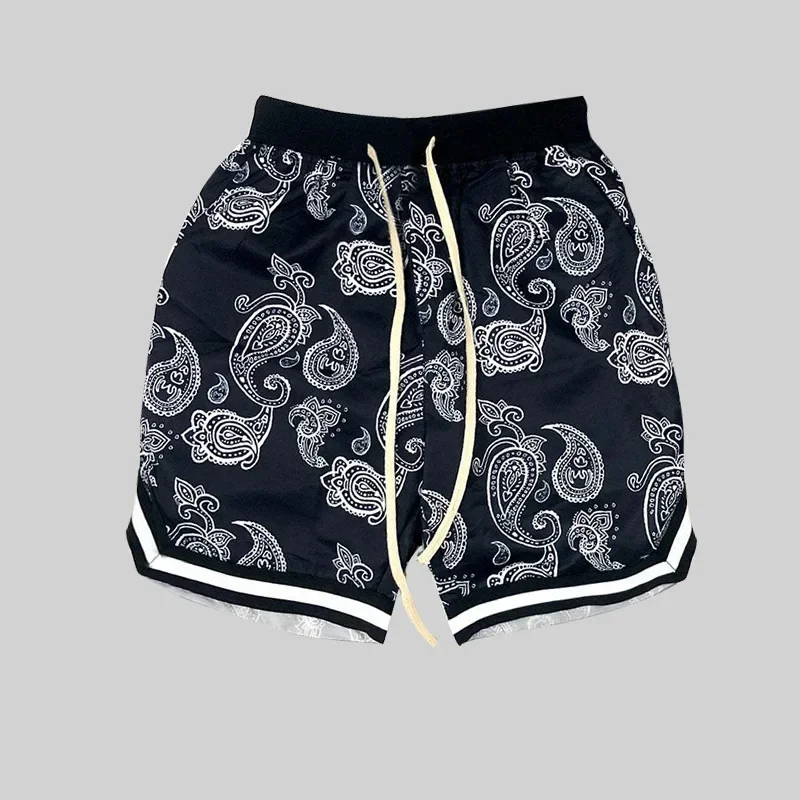 Shorts casuais de hip hop masculino, shorts de rua Harajuku, padrão bandana, moda verão, novo, 2023