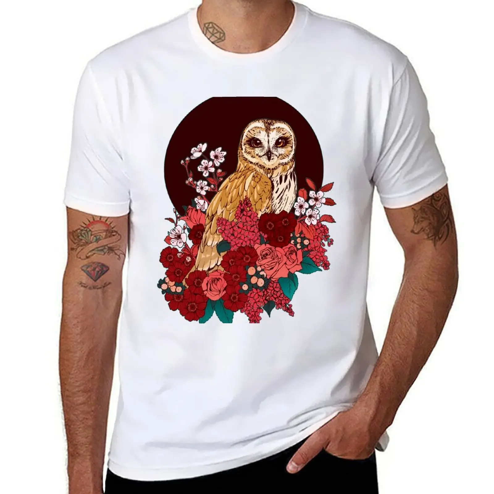

Owl Floral Eclipse T-Shirt t shirts for man graphic funny anime t shirts oversize T-Shirt