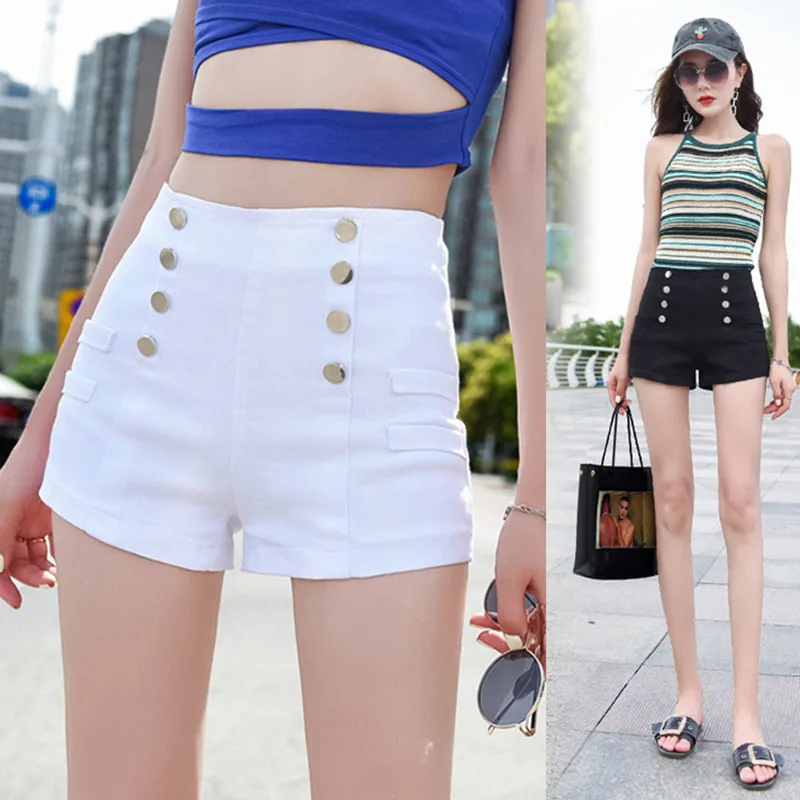 

Summer Women Denim Shorts Fashion Casual Female High Wais Button Hot Jeans Sexy Baggy Ladies Shorts Sexy