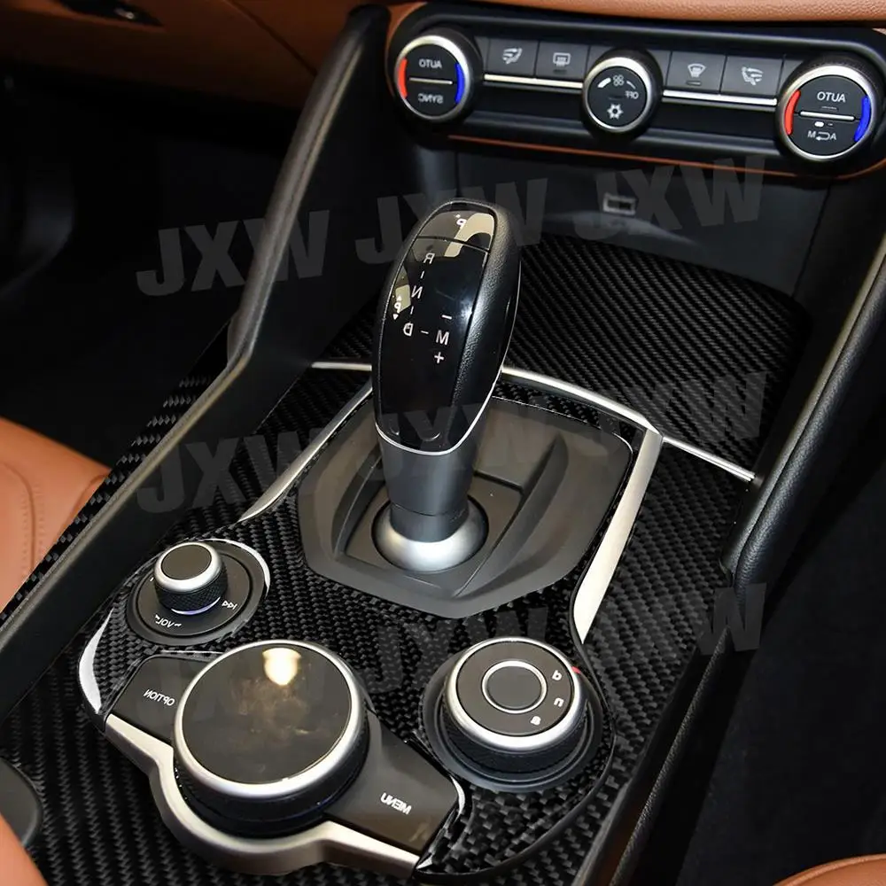 

JCHEY Carbon Fiber Interior Accessories Decor Gear Shift Trim Sticker Center Console Fit For Alfa Romeo Giulia 17-2019 RHD