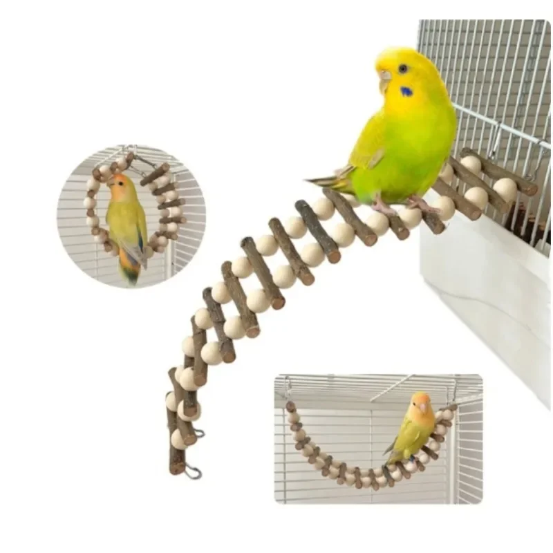 Xuanfeng Peony Parrot Toy Bird Stand Apple Wood Climbing Ladder Flexible and Deformable Multi functional Parrot Stand