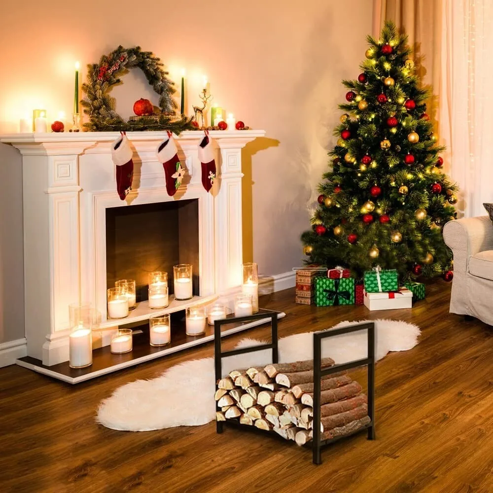 

Heavy Duty Metal Firewood Log Rack Wood Storage Firewood Holder Indoor Outdoor