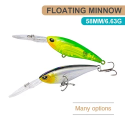 5.8cm 6.63g Fishing Lures Floating Minnow Wobbler Long Casting Deep Diving Artificial Hard Bait Jerkbait For Trout Bass MN625