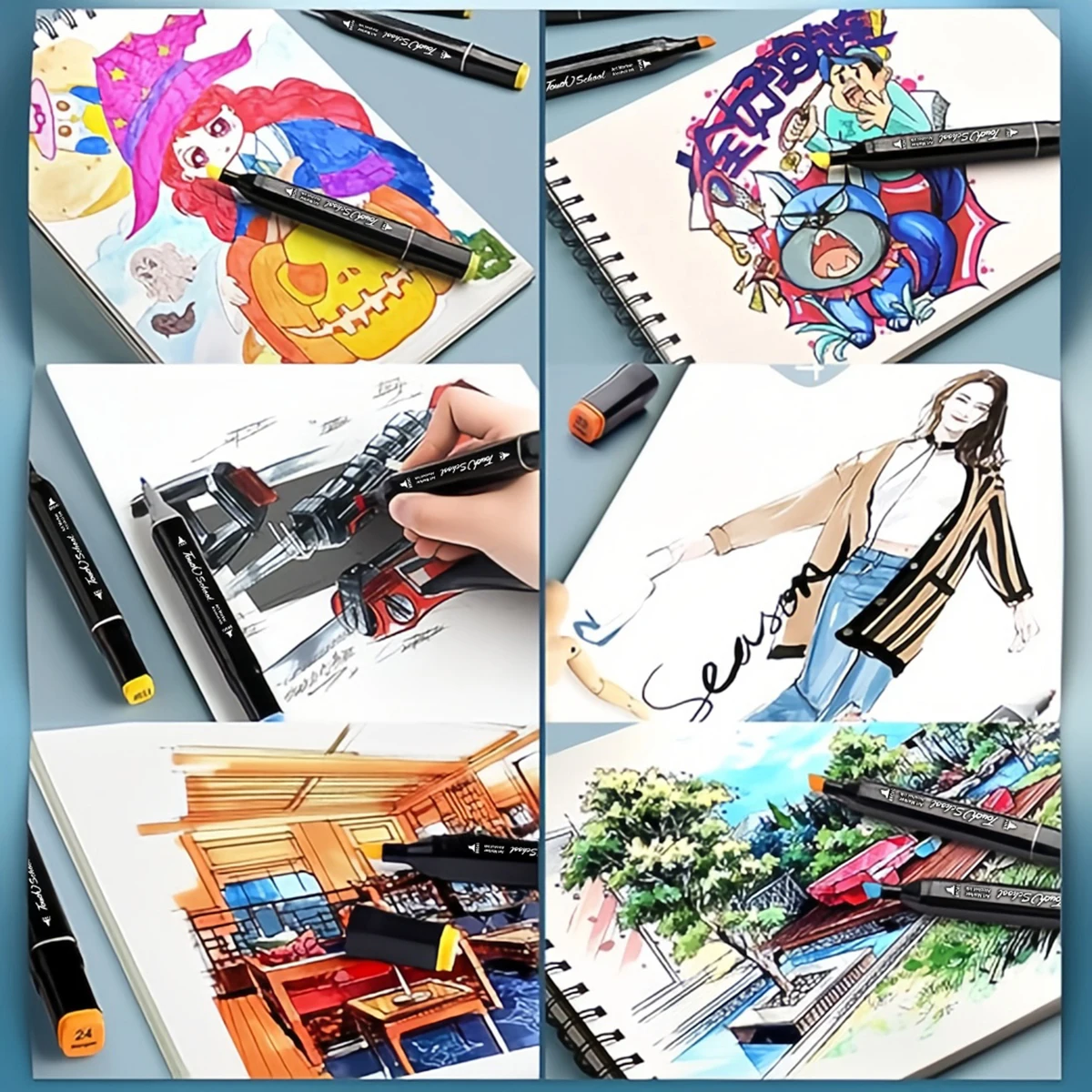 24/60 قطعة مجموعة أقلام تحديد برأسين لرسم رسم الزيتية تلميح القائمة على علامات الكتابة على الجدران مانغا مدرسة لوازم فنية أقلام تلوين #4